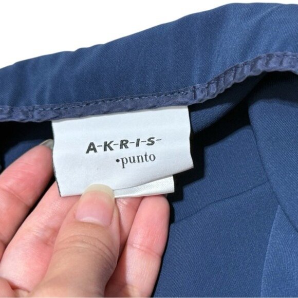 Akris Punto Navy Midi Skirt Size 6 – Stretchy Fabric with Side Slits - Picture 9 of 14